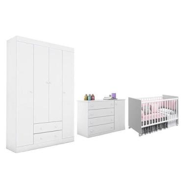 Imagem de Dormitório Infantil Helena Guarda Roupa, Cômoda e Berço Mel - Phoenix 