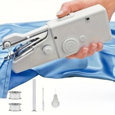 Imagem de Máquina de costura portátil, mini máquina de costura elétrica de costura rápida, kit de reparo de roupas de tecido DIY para iniciantes, adultos, faça você mesmo, casa, viagens