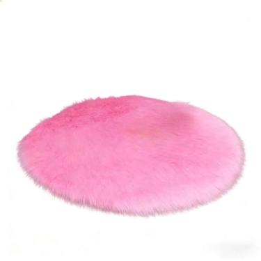 Imagem de Tapete Redondo de Pelo - Decoração Elegante para Casa, Ideal para Salas, Quartos e Cenários de Fotos, Macio e Aconchegante (Pink,M (80cmx80cm))