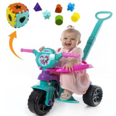 Imagem de Triciclo Infantil Passeio Patrulha C/ Cubo Canina Empurrador - Kendy B