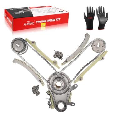 Imagem de YA-MAYPAY Kit de corrente de sincronização de motor 10 peças com tensor e guia compatível com Aspen, Durango, Dodge e Chrysler - Ram 1500 2500, Grand Cherokee, Commander - V8 4.7L (AMP-S0304-B)