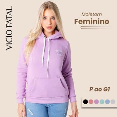 Imagem de Blusa Feminina Moletom Inverno Canguru Capuz-Feminino