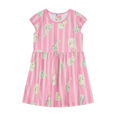 Imagem de Vestido Infantil Menina Malha Estampado Pera Rosa Brandili-Feminino