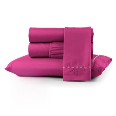 Imagem de Jogo de Lençol 400 Fios Casal Queen Box Elástico Extra Macio Solteiro/King/Berço(PINK,BERÇO)
