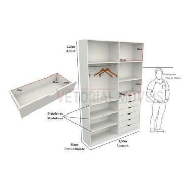 Imagem de Armário Arara Gaveta Verônica M9 100% Mdf ( Sapato Roupa) - VETORIAL M