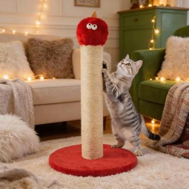 Imagem de Fansafurn Poste arranhador para gatos, torre de árvore para arranhadores de gatos de 55 cm, com base estável extra larga de 34 cm, poste para arranhar com sisal natural e tecido de pelúcia curto para