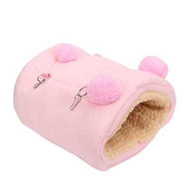 Imagem de SIWOTED Flanela Engrossar Mini Pet Hamster Rede Quente Pendurado Ninho de Dormir Casa Balanço Cama para Esquilo Ouriço (Rosa)