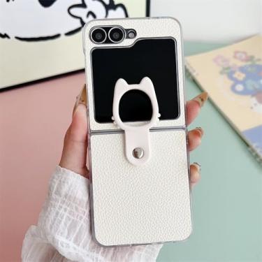 Imagem de Capa de celular em formato de anel para Samsung Galaxy Z Flip 7/6/5/4/3, capa protetora à prova de choque, branca, para Galaxy Z Flip 5