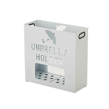 Imagem de x3anggyt5 Guarda-chuva interno para porta de entrada, grande suporte de metal, organizador com bandeja de água, vazado retangular independente para escritório em casa, economiza espaço (branco, grande