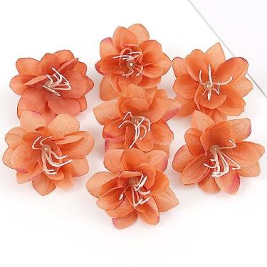 Imagem de 30 peças de flores artificiais com cabeça de lírio de seda para casamento, casa, decoração de Natal, guirlanda faça você mesmo, álbum de recortes, laranja, 30 peças