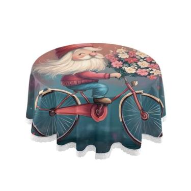 Imagem de Qilmy Toalha de mesa redonda de palmeira de treliça verde, 152 cm, resistente à água, à prova de derramamento, capa de mesa grande para jantar de reunião de família em ambientes internos e externos