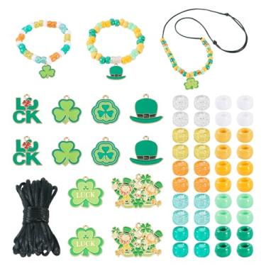 Imagem de Craftdady 514 kits de joias faça você mesmo, pingente de trevo verde da sorte, contas de pônei, chapéu esmaltado, copo de cerveja, pingentes para fazer joias, colar, pulseira, chaveiro, brinco