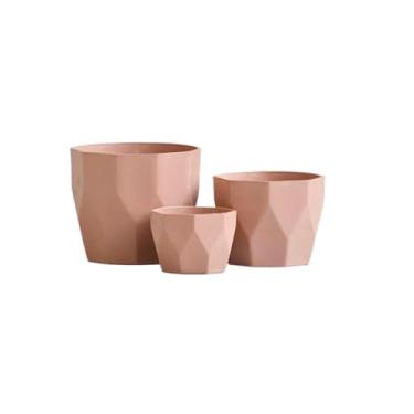 Imagem de Kit Jogo 3 Vasos para Plantas Decorativo Cachepô Liso Injetado Centro Mesa Suculentas Cactos(Caramelo)