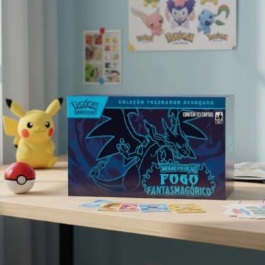 Imagem de Pokémon TCG Box Treinador Avançado Megaevolução Fogo Fantasmagórico, 121 Cartas, Coleção em Português