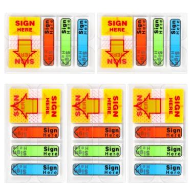 Imagem de 500 peças de abas para assinar aqui, etiquetas de seta, adesivos adesivos para assinar aqui, bandeiras de mensagem para documentos, cadernos, casa, escritório, material escolar (cor 1)