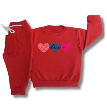 Imagem de Conjunto Moletom Infantil de Frio para Menina Grosso Peluciado Roupa d