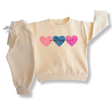 Imagem de Conjunto Moletom Infantil de Frio para Menina Grosso Peluciado Roupa d