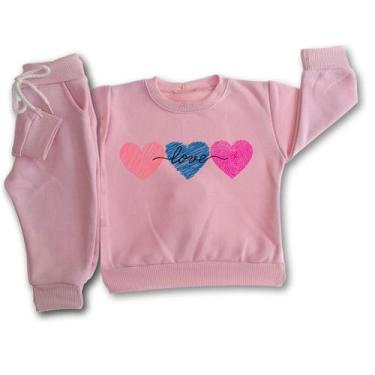 Imagem de Conjunto Moletom Infantil de Frio para Menina Grosso Peluciado Roupa d