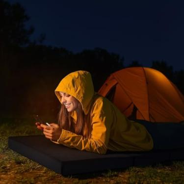 Imagem de Colchão Dobrável 4 em 1, Espuma D-28, Preto, Solteiro 180x60x10 cm, Multifuncional Sofá Puff Colchonete