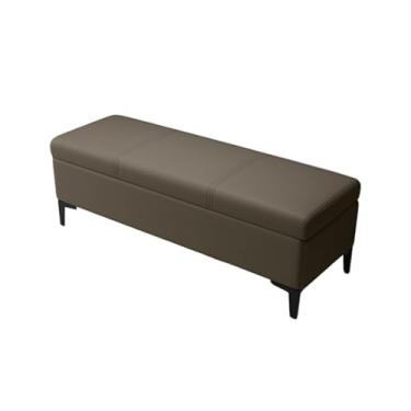 Imagem de Puff Baú Organizador Banco Com Armazenamento Para Quarto Suporta 150kg Pele Napa Pés De Banquinho Em Metal Pronto Para Usar(Dark Brown,60x40x45cm)