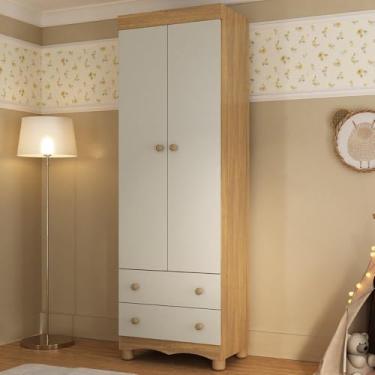 Imagem de Guarda-roupa Infantil 62cm 2 Portas e 2 Gavetas Dengo Multimóveis Mp4436 Madeirado/off White