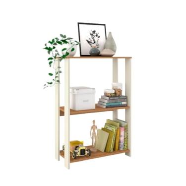 Imagem de Estante Pequena Sapateira Livreiro Estilo Industrial Prateleira Aparador Buffet sala Cozinha Quarto Decoração Cantinho(Imperial Off White/Nature)