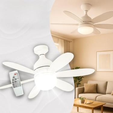 Imagem de Ventilador Luminária Led 6 Pás Lâmpada Soquete Bocal E27 Teto 3 Cores Luz Branco Amarelo(1 unidade [Hélice 6 Pás])