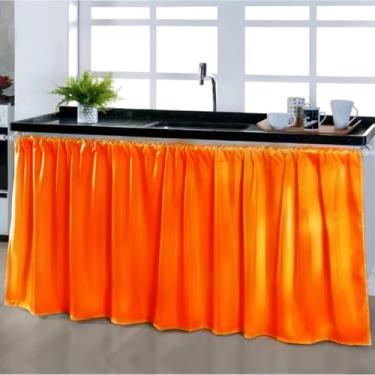 Imagem de Cortina Pia Cozinha Moderna Elegante 1,40 x 80 Decoração Balcão Tanque Tecido Oxford(Cortina Pia LARANJA,1 UNIDADE)