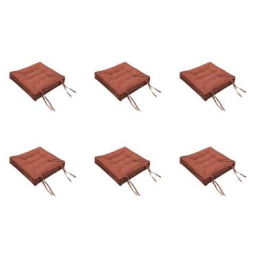 Imagem de Kit com 6 Almofadas Futon de Suede Liso 40x40cm - Assentos Confortáveis para Cadeiras, Bancos e Móveis, Duráveis e Decorativos (Cobre)