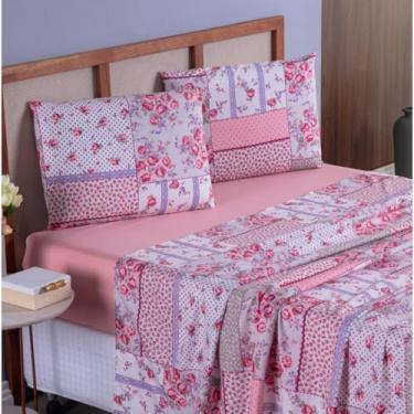 Imagem de Jogo De Lençol Casal Padrão 400 Fios 4 Peças - Com Elástico Estampados - Toque Acetinado Extra Macio(Florais Sortidos)