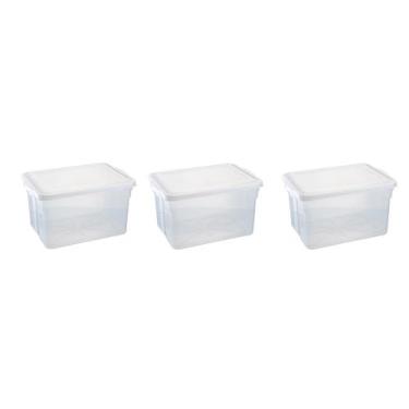 Imagem de 3 Caixas Organizadoras Transparente Com Tampa 35 Litros - Pleion