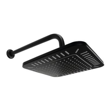 Imagem de Ducha Quadrada Black Matte em ABS 21x21 cm c/ Cano Parede - AMG Metais
