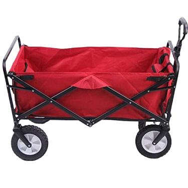 Imagem de Carrinho de transporte de carrinho de mão dobrável para jardim, carga máxima de 100 kg para jardins, acampamento familiar, compras, pesca ao ar livre/vermelho