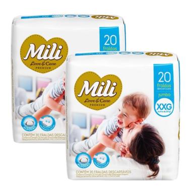 Imagem de Fralda Descartável Mili  Love & Care   Tam: XXG    2 Pacotes com 20 fraldas     Total 40 fraldas