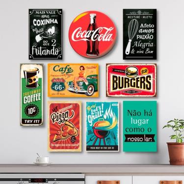 Imagem de Kit Placas Decorativas Cozinha Frases Vintage Mdf -9 Placas