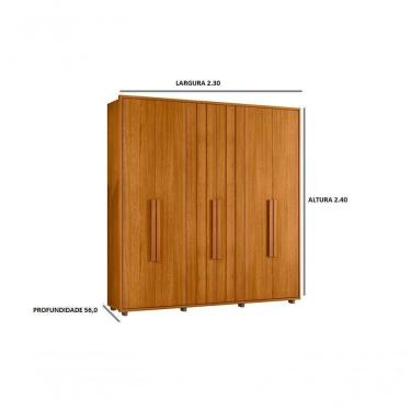 Imagem de Guarda Roupa Portinari 100% Mdf - 6 Portas De Abrir Com Amortecimento - 4 Gavetas Com Corrediças Telescópicas