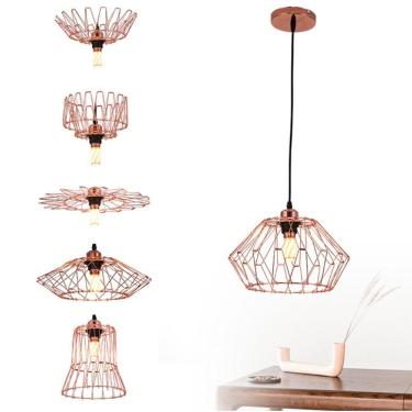 Imagem de Pendente Lustre Luminaria Design Moderno Ajustavel Metal Aramado Sala Mezanino Iluminaçao