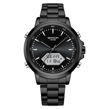 Imagem de Relógio De Pulso Esportivo Militar Masculino 3301 Sanda Preto Branco