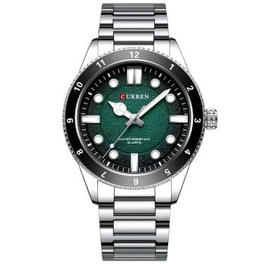 Imagem de Relógio De Quartzo Masculino Pulseira De Aço Inoxidável Design Classico Impermeavel Verde