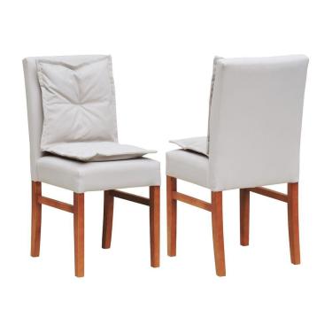 Imagem de Kit 2 Cadeiras Estofadas Com Almofada Paris - Amêndoa Linho Bege
