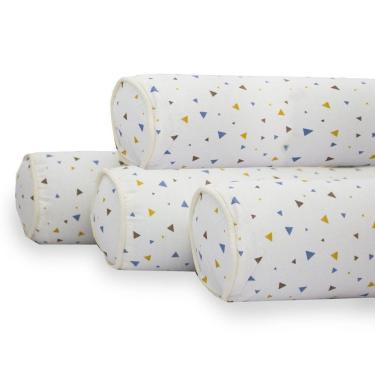 Imagem de Kit Para Berço Jogo De Lençol Com Rolinhos 100% Algodão 7 Peças Triangles