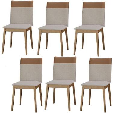 Imagem de Conjunto 6 Cadeiras Cristal Linho com Pés de Madeira Maciça - Loja Doc