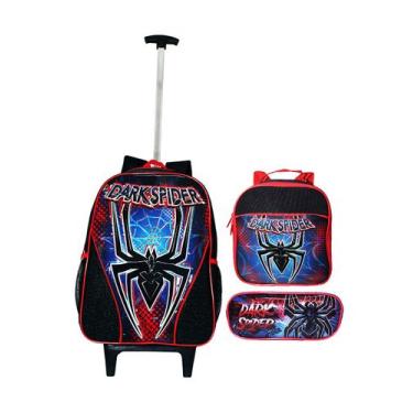 Imagem de Kit Mochila Aranha Rodinhas Spider Infantil Masculina Escola - Seanite