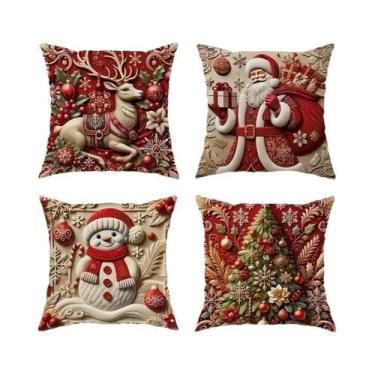 Imagem de Capa De Almofada Do Papai Noel Para O Natal 2025, Decoração De Festa D