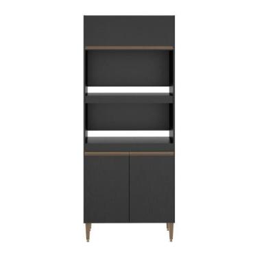 Imagem de Torre Quente Forno E Microondas Para Cozinha Sabrina Menu Móveis Preto