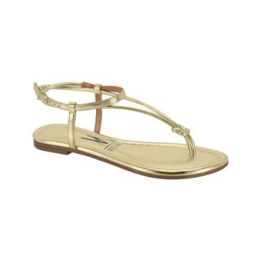 Imagem de Sandália Rasteira Vizzano Feminina Tira Nó Delicada Dourado, 35, Doura