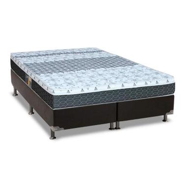 Imagem de Cama Box Queen: Colchão Molas Bonnel Castor Class + Base Crc Suede Black(158X198)