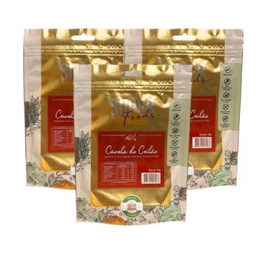 Imagem de Kit 3 Canela do Ceilão Verdadeira em Pó 100g Qualy Ervas