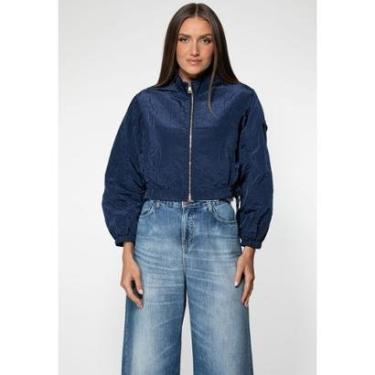 Imagem de Jaqueta Corta-vento Cropped Azul Escuro-Feminino