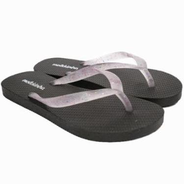 Imagem de Chinelo Infantil Molekinha Glitter Tira Pronta Menina - Preto - 35-Feminino